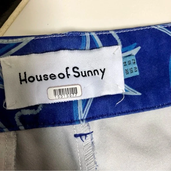 House Of Sunny Infinity Party Satin Pants Klein Blue Women's Size US 10 stars - Picture 15 of 16